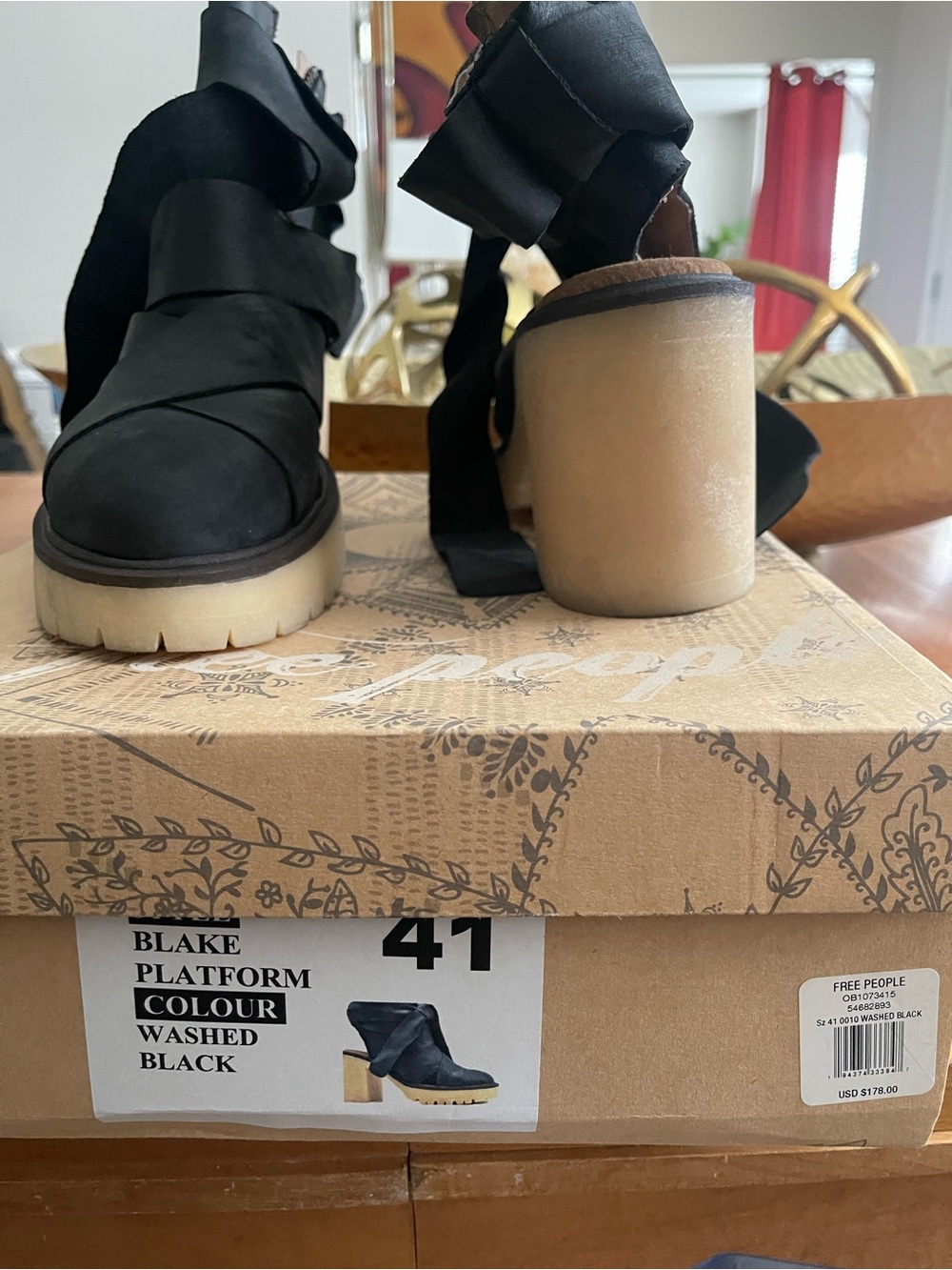 Free People Washed Black Blake Platform Heeled Sandals